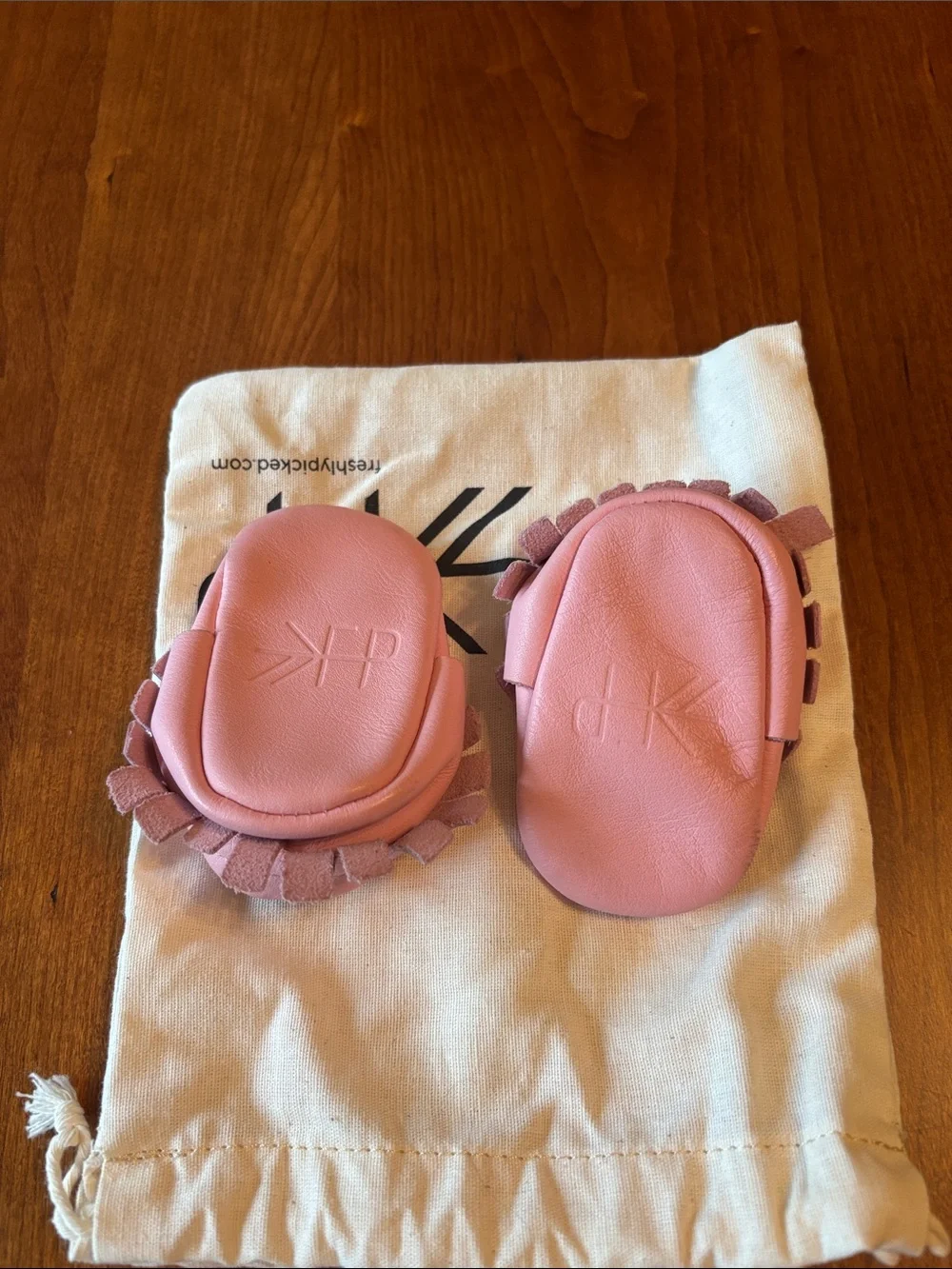 Freshly Picked Pink Fringe Leather Baby Moccasins